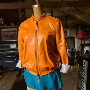 Coach Orange Leather Bomber